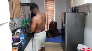 Very Dark Big Dick Fuels Fever In Kitchen Bed