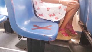 Exhibitionist Latina Babe Flashes on the Bus