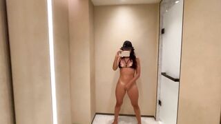 Big-Ass Latina's Hot Webcam Strip and Masturbation by the Pool