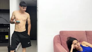 I Surprised My Stepsister While We Were Watching a Movie, I Put My Cock Directly in Her Mouth and She Sucked It Like a Whore.