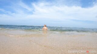 Blonde Babe's Naked Swim in the Ocean
