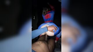 Spidey woman takes big black cock in cosplay sex
