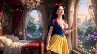 Snow White Passionate Night In Enchanted Castle Bedroom With Classic Dress Partially Open For Intense Pleasure