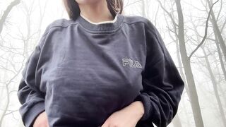 Big-Titted Teen Masturbates in the Forest