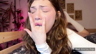 Petite skinny busty and big booty teen closeup blowjob