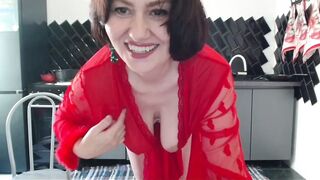 The girl in red is very beautiful