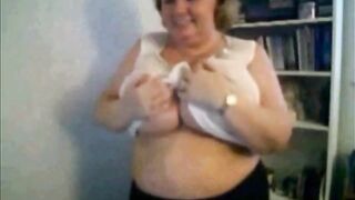 Big Beautiful Mature Nancy Plays with Her Big Tits on Webcam