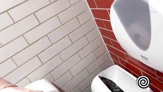 Public Restroom Blowjob with a Mysterious Brunette