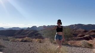 Blonde Spit-Roasted by Two Guys in Nevada Desert