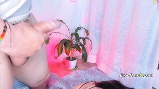 Horny Cam Girl Slobbers All Over Hard Cock