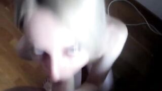 Skinny Blonde Amateur Sucks and Facial on Webcam