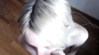 Skinny Blonde Amateur Sucks and Facial on Webcam