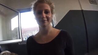 Blonde Amateur Receives Facial After Deep-Throat Blowjob