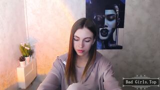 Brunette very pretty long hair busty web teen