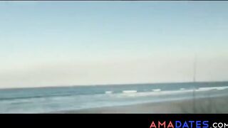 Cheating Girl Takes Facial from Lover at the Beach - Amateur POV