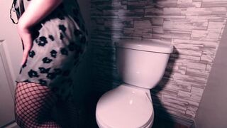 Masturbating at Work Party in Bathroom