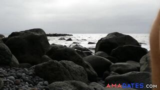 Sucking and Fucking on the Beach - Outdoor Teen Amateur Blowjob