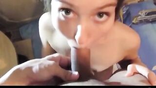 American MILF Gives a Hot Deep-Throat Blowjob