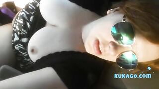 Big Tits Amateur Masturbates with Toy in Car