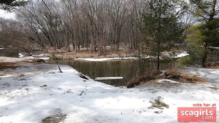 Big-Tits Blowjob and Swallow by the River - Amateur POV Video