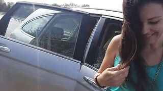 Public Car Ride: No Panties, Just My Dildo