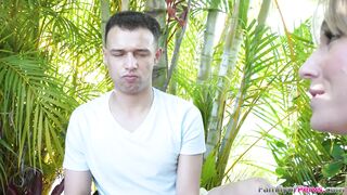 My busty stepaunt is willing to suck my dick to keep me shut
