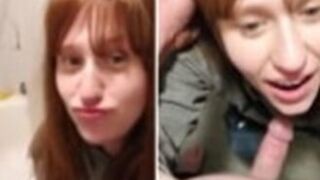 Tiny drunken girl sucks