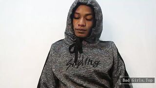 Ebony skinny very pretty teen shemale on webcam