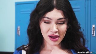 Destiny Mira Gets Double Fucked By Tranny Cheerleaders Andylynn Payne & Leah Hayes