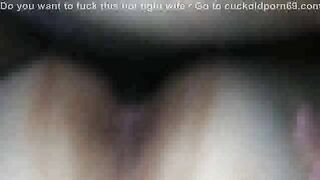 Mature amateur wife homemade threesome with cum