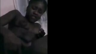 Black Girl from Gwada Fingers Herself on Webcam