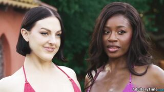 Hot Outdoors Interracial Lesbian 3Way Lucy Lotus, Nicole Kitt & Natalie Brooks
