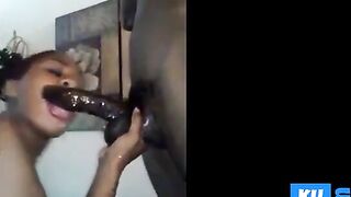 Ebony Amateur Gives Sloppy Deep-Throat Blowjob