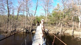 Naked Teen Walks in Spring Forest