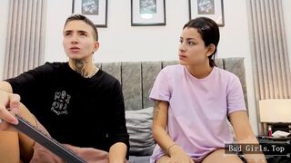 Very petite big ass and huge tits lesbian teen with girlfriend