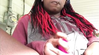 Black Solo Webcam Girl Uses Sex Toy Outdoors
