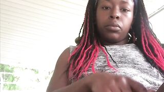 Black Solo Webcam Girl Uses Sex Toy Outdoors