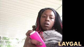 Black Solo Webcam Girl Uses Sex Toy Outdoors