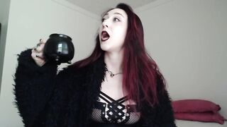 Slim cute natural big boobs long hair redhead goth teen