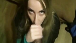 Cute coed interracial blowjob for her BBC