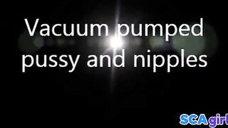 Pumpad fitta och bröstvårtor i BDSM POV Video