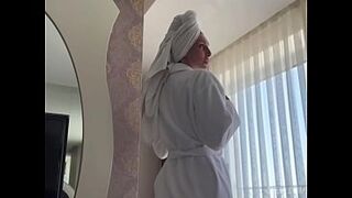 Stepson saw how his stepmother jerked off and then fucked her