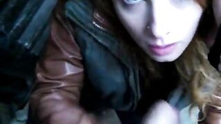 Redhead Amateur BlowJob in Public with a Facial Finish