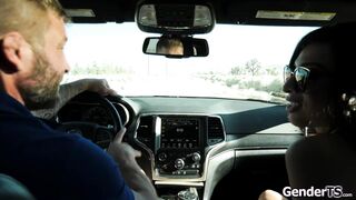 Picked up a super hot hitchhiking tgirl and anal reamed her