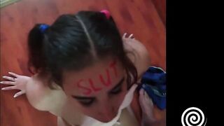 Kinky Teen in Lipstick Gives POV Blowjob