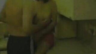 American-French Amateur Couple's Kitchen Sex
