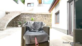 Sexy Blonde Spreads Legs for Pink Toy Outdoor Session