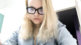 Very cute slim teen blonde office babe web teasing