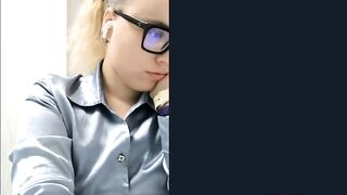 Very cute slim teen blonde office babe web teasing