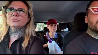 I found a window cleaner at the traffic light! And I called her over to be a porn actor and have hot sex in our car in the middle of the street. I made her all wet and she smeared our entire car seat.